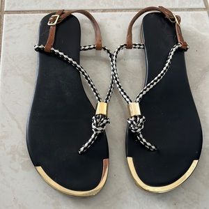 Black and Gold Women's Sandals